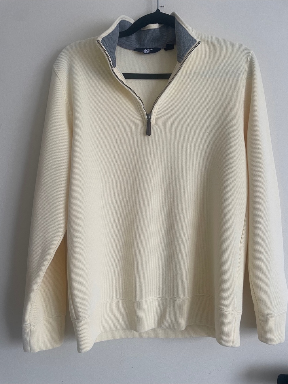 Lands' End Men's Cream Quarter-Zip Pullover